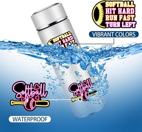 120PCS Neon Softball Stickers Softball Party Favors Birthday Party Decorations Vinyl Waterproof Stickers for Water Bottle Laptop Luggage Helmet in Saudi Arabia