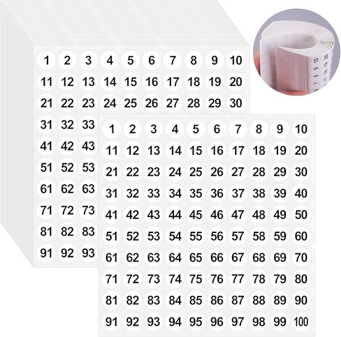 10000 Pcs Small Number Stickers 1-100, Consecutive Small Number Stickers, Vinyl Tiny Number Stickers Round Labels for Indoor Office, Classroom, Storage, Inventory, Organizing (100 Sheets) in Saudi Arabia