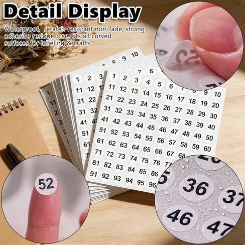 10000 Pcs Small Number Stickers 1-100, Consecutive Small Number Stickers, Vinyl Tiny Number Stickers Round Labels for Indoor Office, Classroom, Storage, Inventory, Organizing (100 Sheets) in Saudi Arabia