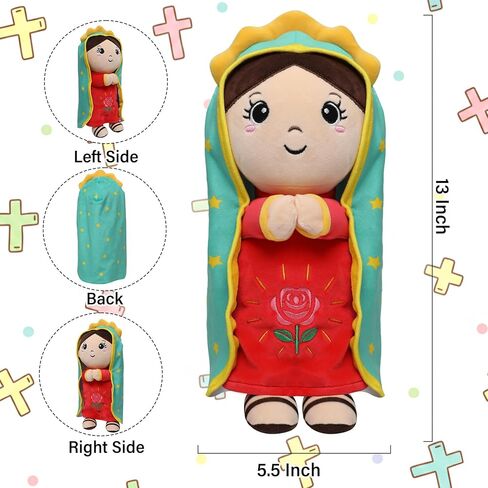 Lady of Guadalupe Doll Plush - Virgin Mary Stuffed Doll Catholic Baby Gifts Religious Toys Baptism Christian Sunday School Religious Gift for Baby Kids Adults Prayer 13 Inch in Saudi Arabia