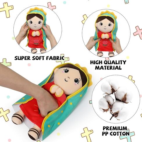 Lady of Guadalupe Doll Plush - Virgin Mary Stuffed Doll Catholic Baby Gifts Religious Toys Baptism Christian Sunday School Religious Gift for Baby Kids Adults Prayer 13 Inch in Saudi Arabia
