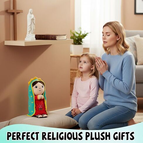 Lady of Guadalupe Doll Plush - Virgin Mary Stuffed Doll Catholic Baby Gifts Religious Toys Baptism Christian Sunday School Religious Gift for Baby Kids Adults Prayer 13 Inch in Saudi Arabia