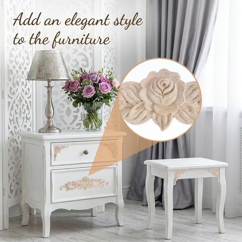 5 Pcs Decorative Wood Appliques Wood Appliques for Furniture Victorian Furniture Decorative Wooden Trim Handmade Carved Unpainted Corner Wooden Applique for Bed Door Cabinet in Saudi Arabia
