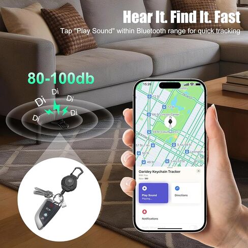 Oaridey Key Tracker, Works with Apple Find My, Retractable Keychain with GPS Tracker, Heavy Duty Badge Reel Carabiner for Luggage, Bags, Anti-Lost Key Finder with 2-Year Battery Life, High-Precision in Saudi Arabia