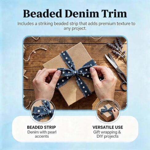 5 Rolls Denim Ribbon, Fabric Trim and Denim Accessories for DIY Crafts, Clothing, Wedding Decor, Rustic Style Home Decoration, Multi-Purpose Sewing Supplies in Saudi Arabia