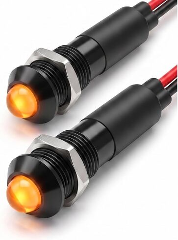 Alpinetech أسود 2 قطعة PLB8B 8 مم 5/16 بوصة 12 فولت LED مؤشر إشارة معدني الطيار داش ضوء (أحمر) in Kuwait