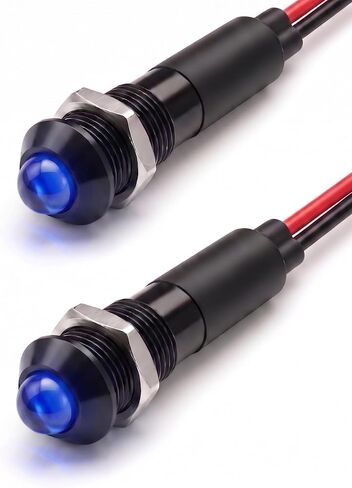 Alpinetech أسود 2 قطعة PLB8B 8 مم 5/16 بوصة 12 فولت LED مؤشر إشارة معدني الطيار داش ضوء (أحمر) in Kuwait