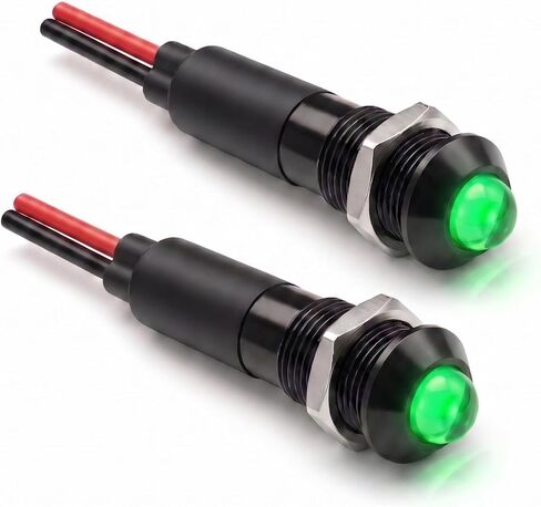 Alpinetech أسود 2 قطعة PLB8B 8 مم 5/16 بوصة 12 فولت LED مؤشر إشارة معدني الطيار داش ضوء (أحمر) in Kuwait