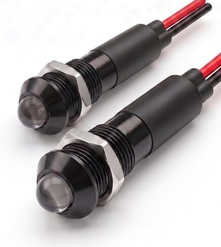 Alpinetech أسود 2 قطعة PLB8B 8 مم 5/16 بوصة 12 فولت LED مؤشر إشارة معدني الطيار داش ضوء (أحمر) in Kuwait