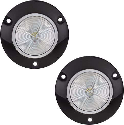 Long Haul Clear/Amber 2" Round Surface Mount Clearance/Marker LED with Black Bezel | Kit (2 Pack) in Saudi Arabia