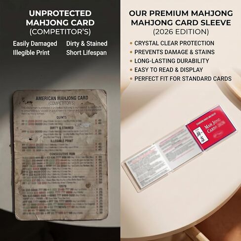 Mahjong Card Sleeve Holder, Fits Large Print Size 6 1/8" x 4 3/4", Clear Plastic Mahjongg Card Protector, Durable Score Card Cover for American Mahjong, 4 Pack in Saudi Arabia