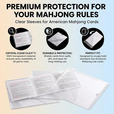 Mahjong Card Sleeve Holder, Fits Large Print Size 6 1/8" x 4 3/4", Clear Plastic Mahjongg Card Protector, Durable Score Card Cover for American Mahjong, 4 Pack in Saudi Arabia