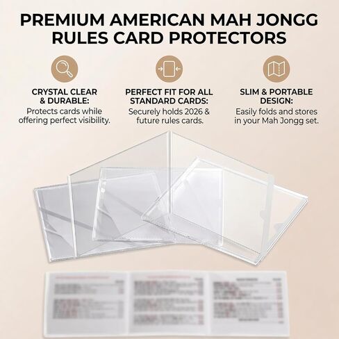 Mahjong Card Sleeve Holder, Fits Large Print Size 6 1/8" x 4 3/4", Clear Plastic Mahjongg Card Protector, Durable Score Card Cover for American Mahjong, 4 Pack in Saudi Arabia