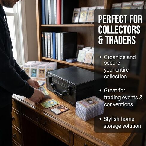 صندوق تخزين بطاقات التداول SUREMAX 600+، حافظة بطاقات محمولة لبطاقات متدرجة ووحدات تحميل علوية مقاس 3 × 4 بوصة، 6 فواصل، هيكل صلب من سبائك الألومنيوم، مع مقبض، أقفال مزدوجة، تناسب بطاقة MTG TCG PTCG الرياضية in Kuwait
