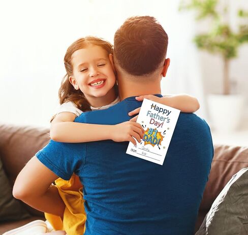 JUESMOS Happy Fathers Day Card from Son Daughter Kids Color Your Own Best Dad Greeting Card with Envelope Fill in the Blank Writing Coloring Father’s Day Cards DIY Crafts Meaningful Gifts for Dad in Kuwait