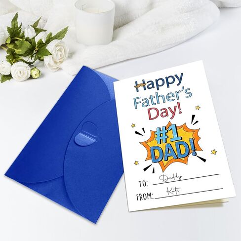 JUESMOS Happy Fathers Day Card from Son Daughter Kids Color Your Own Best Dad Greeting Card with Envelope Fill in the Blank Writing Coloring Father’s Day Cards DIY Crafts Meaningful Gifts for Dad in Kuwait