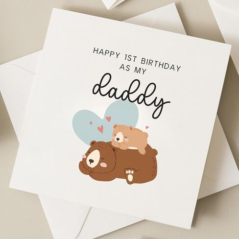 TEEMI-Happy 1st Birthday As My Daddy,Cute Bear /1st First Birthday Card For Daddy, Cute Birthday Card/Greeting Card in Saudi Arabia