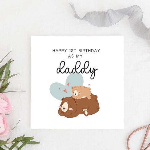 TEEMI-Happy 1st Birthday As My Daddy,Cute Bear /1st First Birthday Card For Daddy, Cute Birthday Card/Greeting Card in Saudi Arabia