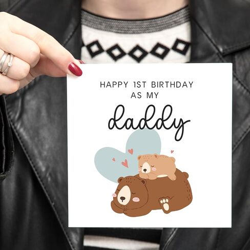 TEEMI-Happy 1st Birthday As My Daddy,Cute Bear /1st First Birthday Card For Daddy, Cute Birthday Card/Greeting Card in Saudi Arabia