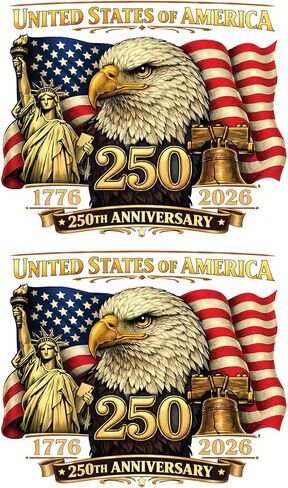 God Bless America Sticker 2 Pack, 1776–2026 250th Anniversary 4th of July Birthday Decor, Christian Patriotic Car Decal with Jesus and Eagle, Religious USA Vinyl Sticker for Car Truck Laptop in Saudi Arabia
