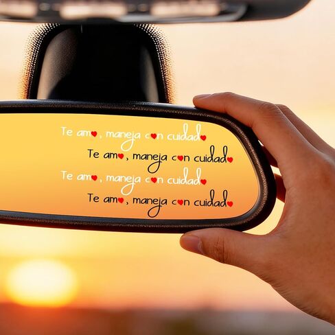 4Pcs Te amo, maneja con ciudado Car Sticker, New Driver Rearview Mirror Sticker, Te Amo Mirror Sticker, First Safe Reminding Car Gift for New/Student/Teen Driver, Car Gift for Latinos in Saudi Arabia