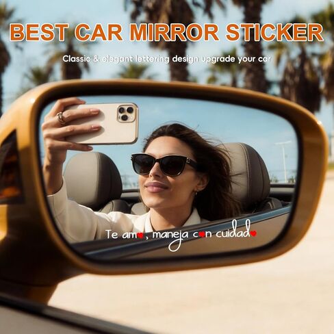 4Pcs Te amo, maneja con ciudado Car Sticker, New Driver Rearview Mirror Sticker, Te Amo Mirror Sticker, First Safe Reminding Car Gift for New/Student/Teen Driver, Car Gift for Latinos in Saudi Arabia
