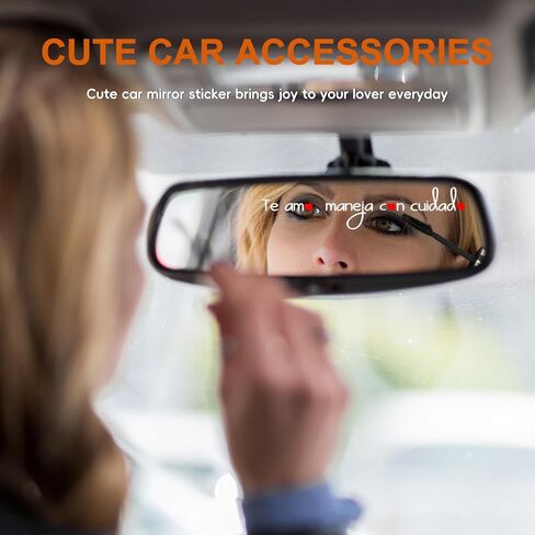 4Pcs Te amo, maneja con ciudado Car Sticker, New Driver Rearview Mirror Sticker, Te Amo Mirror Sticker, First Safe Reminding Car Gift for New/Student/Teen Driver, Car Gift for Latinos in Saudi Arabia