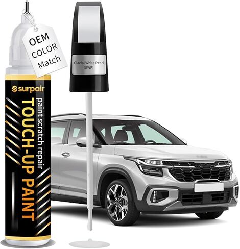 الطلاء الجليدي الأبيض اللؤلؤي GWP لطلاء اللمس من أجل KIA OEM مجموعة إصلاح خدوش السيارة ذات الألوان المتطابقة للنكات والرقائق والخدوش السريعة والسهلة لإصلاح الطلاء 2 في 1 قلم مزيل خدوش السيارة in Kuwait