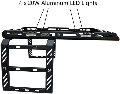 Compatible with 2007-2008-2009-2010-2011-2012-2013-2014-2015-2016-2017-2018 Wangler JK Roof Rack Hard top Cargo Carrier Textured Black Steel with Lights and Ladder in Saudi Arabia