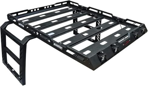 Compatible with 2007-2008-2009-2010-2011-2012-2013-2014-2015-2016-2017-2018 Wangler JK Roof Rack Hard top Cargo Carrier Textured Black Steel with Lights and Ladder in Saudi Arabia