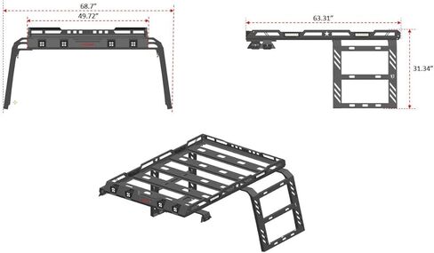 Compatible with 2007-2008-2009-2010-2011-2012-2013-2014-2015-2016-2017-2018 Wangler JK Roof Rack Hard top Cargo Carrier Textured Black Steel with Lights and Ladder in Saudi Arabia