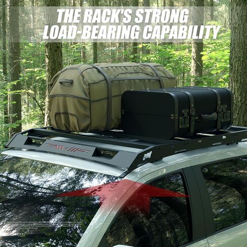 Top Roof Rack Cross Bars Cargo Carrier Compatible with 2014-2021 Toyota Tundra Pickup Truck (4 Doors Only), Heavy Duty Top Roof Basket Rack Cargo Carrier with 2 x 48W LED Light in Saudi Arabia