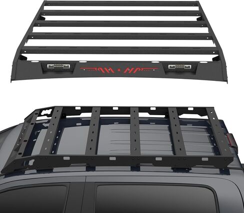 Top Roof Rack Cross Bars Cargo Carrier Compatible with 2014-2021 Toyota Tundra Pickup Truck (4 Doors Only), Heavy Duty Top Roof Basket Rack Cargo Carrier with 2 x 48W LED Light in Saudi Arabia