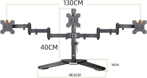 Triple Monitor Stand, Free Standing Heavy Duty Fully Adjustable Mount for 3 Screens, for 17-24 Inch Screens, 75x75 Or 100x100 Mm in Kuwait