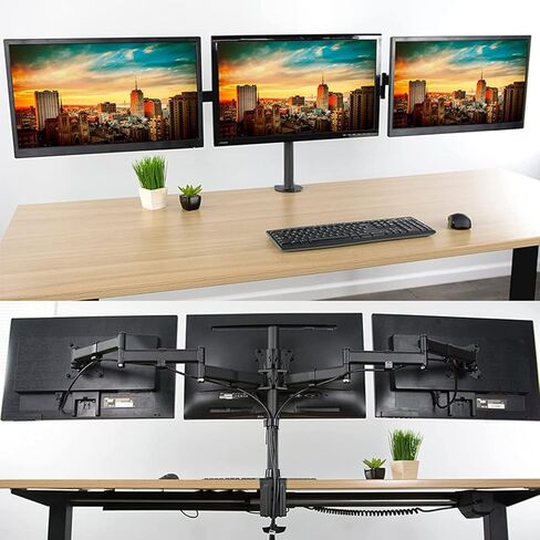 Triple Monitor Stand, Free Standing Heavy Duty Fully Adjustable Mount for 3 Screens, for 17-24 Inch Screens, 75x75 Or 100x100 Mm in Kuwait