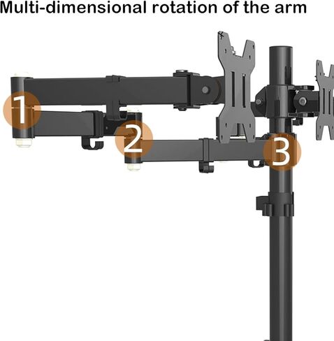 Triple Monitor Stand, Free Standing Heavy Duty Fully Adjustable Mount for 3 Screens, for 17-24 Inch Screens, 75x75 Or 100x100 Mm in Kuwait