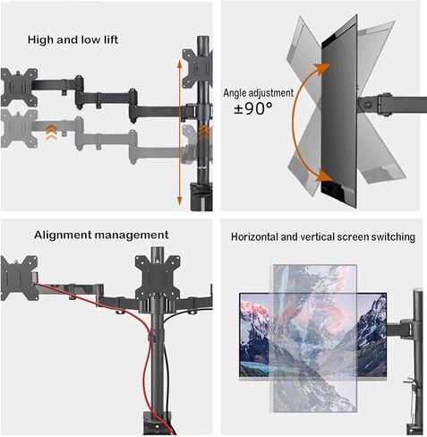 Triple Monitor Stand, Free Standing Heavy Duty Fully Adjustable Mount for 3 Screens, for 17-24 Inch Screens, 75x75 Or 100x100 Mm in Kuwait