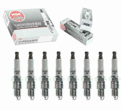 8 pc NGK V-Power Spark Plugs compatible with Chevrolet El Camino 4.4L 5.0L 5.7L 6.6L 7.4L V8 1970-1987 in Kuwait