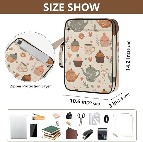 ALAZA Cute Teapots and Cupcakes Pattern 3 Ring Binder Bag with 7-Pocket Accordion File Organizer, Letter Size, Expandable Filing Folder Portfolio & Case Ring Binders in Kuwait
