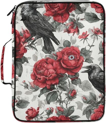 ALAZA Crow Eye Rose Pattern 3 Ring Binder Bag with 7-Pocket Accordion File Organizer, Letter Size, Expandable Filing Folder Portfolio & Case Ring Binders in Kuwait