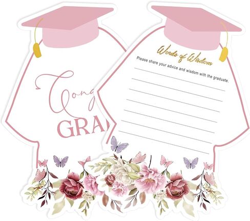 Eaasty 50 Pcs Graduation Advice Cards Pink Floral Graduation Greeting Cards 2026 Double Sided Grad Party Supplies Well Wishes Card for High School College Grad Party 4 x 6 Inch(Bachelor's Gown) in Kuwait