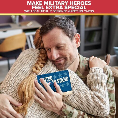 Decorably 24 Pack 6x4in Military Appreciation Cards with Envelopes and Stickers, 6 Designs Memorial Day Cards with Envelopes with a Printed Message Inside - Veterans Day, Appreciation in Kuwait