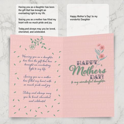 Prime Greetings Mother's Day Card, Made in America, Eco-Friendly, Thick Card Stock with Premium Envelope 5in x 7.75in, Packaged in Protective Mailer… (Daughter) in Kuwait