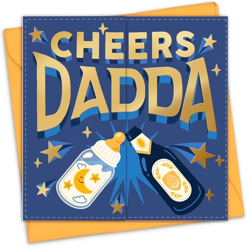 Happy Fathers Day Card From Baby - Unique and Funny Gift From Wife, Son, Daughter For First Father's Day - Gold Foil Elements in Saudi Arabia