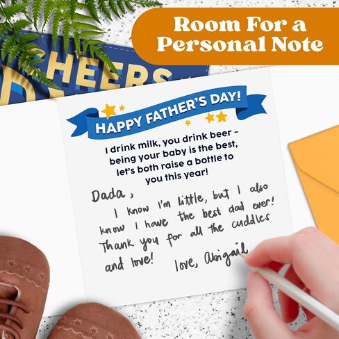 Happy Fathers Day Card From Baby - Unique and Funny Gift From Wife, Son, Daughter For First Father's Day - Gold Foil Elements in Saudi Arabia
