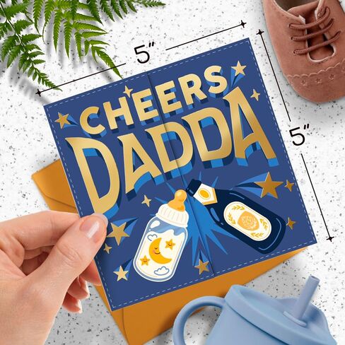 Happy Fathers Day Card From Baby - Unique and Funny Gift From Wife, Son, Daughter For First Father's Day - Gold Foil Elements in Saudi Arabia