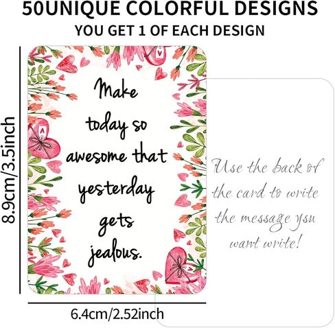 50 Pcs Motivational Cards, 2.52 * 3.5 inch Inspirational Positive Affirmations Cards for Employees Coworkers, and Kids, Blank Back in Saudi Arabia