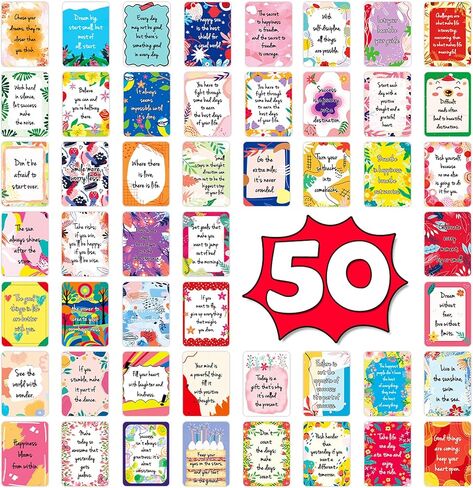 50 Pcs Motivational Cards, 2.52 * 3.5 inch Inspirational Positive Affirmations Cards for Employees Coworkers, and Kids, Blank Back in Saudi Arabia