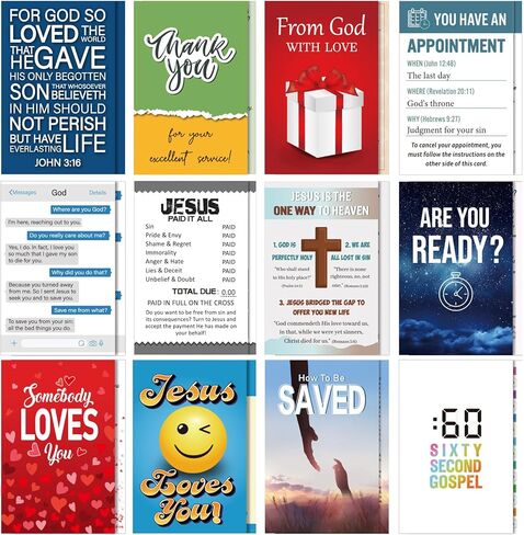 Motiskyy 240 Pcs Gospel Tract Card 12 Styles Plan of Salvation Card Pocket Holy Postcard Christian Inspirational Bible Verse Bookmark for Christian Gift Women Men Ministering Tool(Classic) in Kuwait