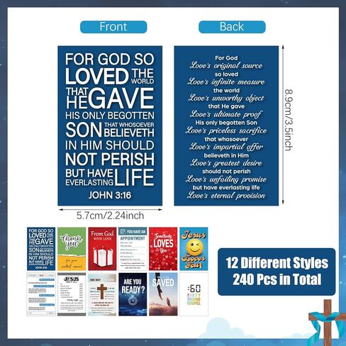 Motiskyy 240 Pcs Gospel Tract Card 12 Styles Plan of Salvation Card Pocket Holy Postcard Christian Inspirational Bible Verse Bookmark for Christian Gift Women Men Ministering Tool(Classic) in Kuwait